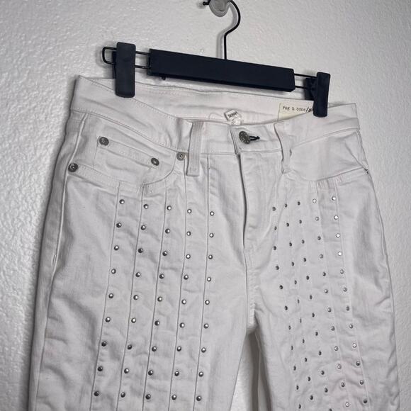 Rag & Bone Womens Jeans Size 29 White Denim Studded Skinny Leg Casual - Picture 10 of 15